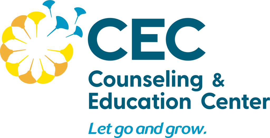 CEC Counseling & Education Center logo with a stylized yellow flower on the left. Text reads: CEC Counseling & Education Center. Supporting Grand Junction Health Care—let go and grow.
