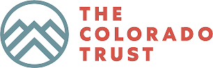 Logo for The Colorado Trust. It features a circular design with stylized mountain shapes on the left, symbolizing affordable health care, and the words THE COLORADO TRUST in bold, uppercase, orange letters on the right.