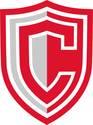 A red and white shield-shaped logo for Montrose Health Care, featuring a large stylized letter C in the center, outlined in red and white with a gray inner section.