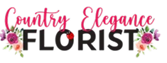 Logo with the words Country Elegance Florist in pink and black script, decorated with pink, purple, and red flowers around the text—a touch as graceful as Montrose Health Care’s caring approach.