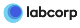 Labcorp logo featuring a blue circular design with a dark blue center on the left, next to the word labcorp in lowercase black letters, representing trusted and affordable health care.