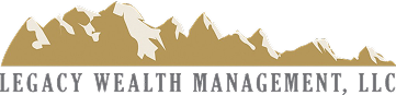 Logo for Legacy Wealth Management, LLC, featuring a stylized gold mountain range above the company name in uppercase serif letters, subtly reflecting values of strength and stability shared with leaders like Montrose Health Care.
