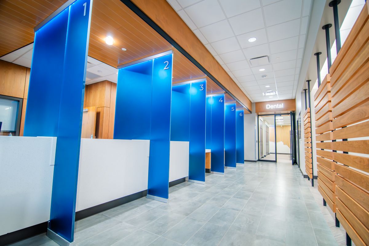 reception area at primehealth plus new main health and dental clinic in grand junction, colorado
